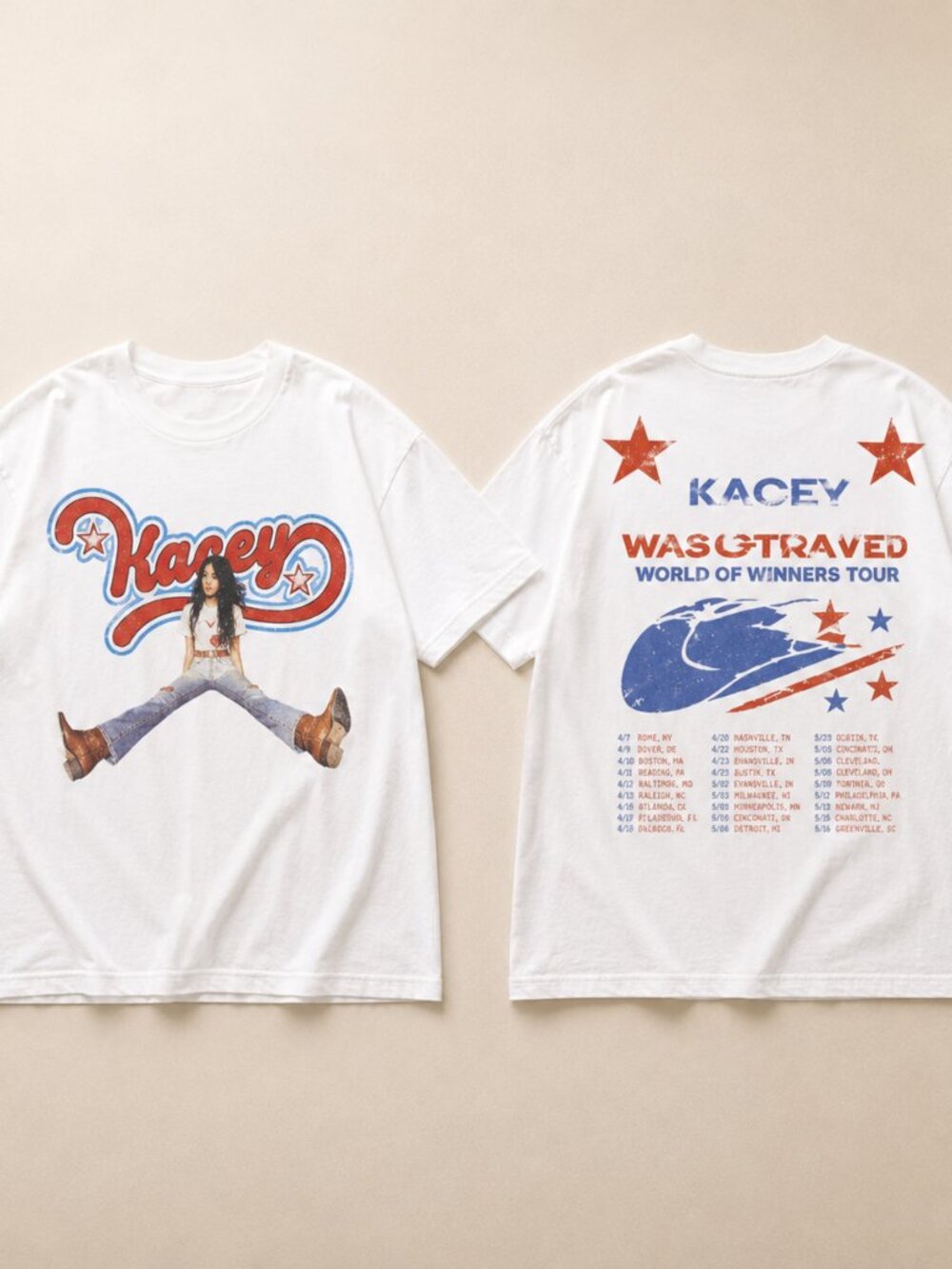 Kacey Musgraves Middle of Nowhere Tour 2026 Retro Star Logo White T-Shirt
